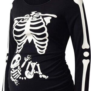 Skeleton Maternity Shirt | Medium | Glow in the Dark